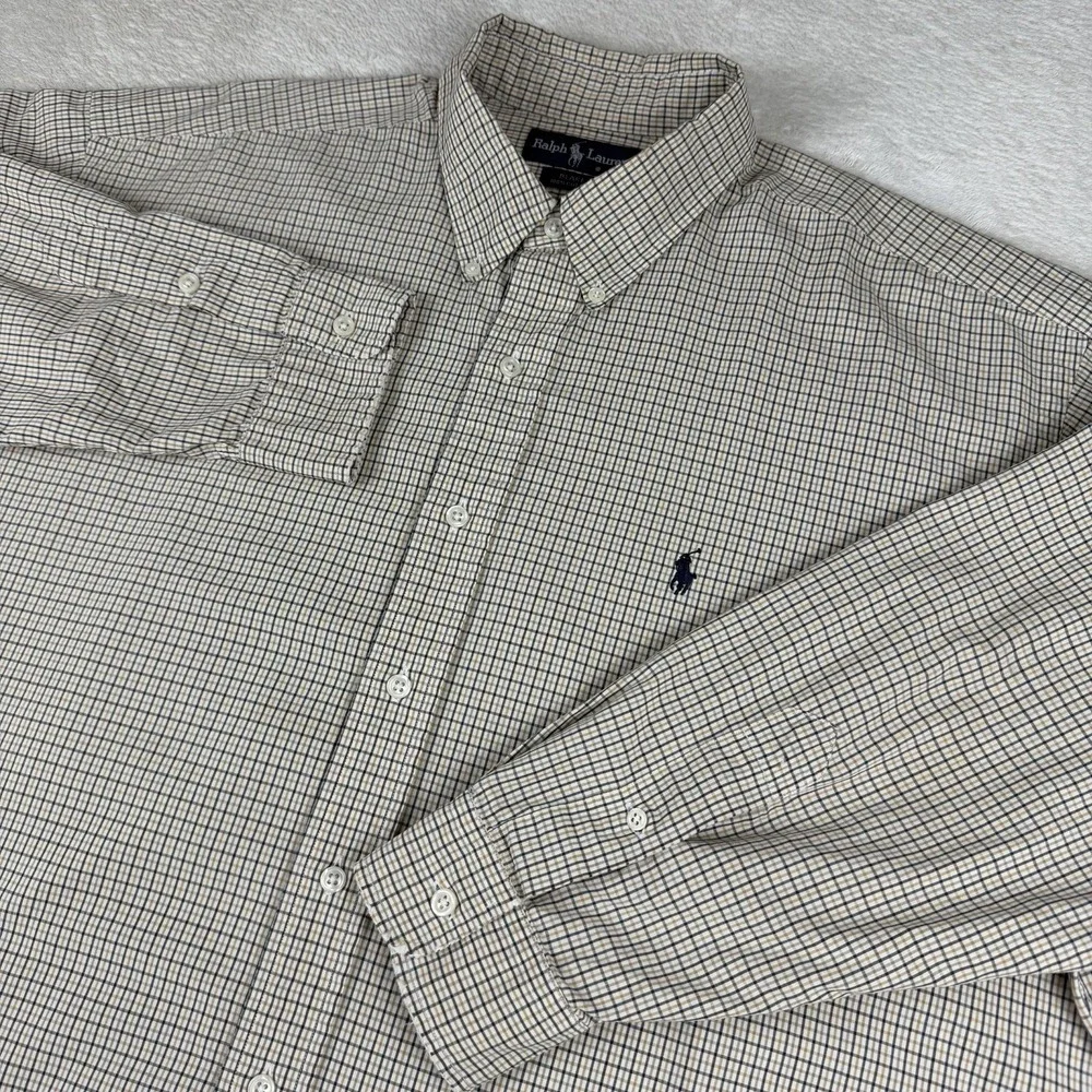 Polo Ralph Lauren Blake Button Down Shirt XL Checkered Plaid Pony Logo‎ Cotton